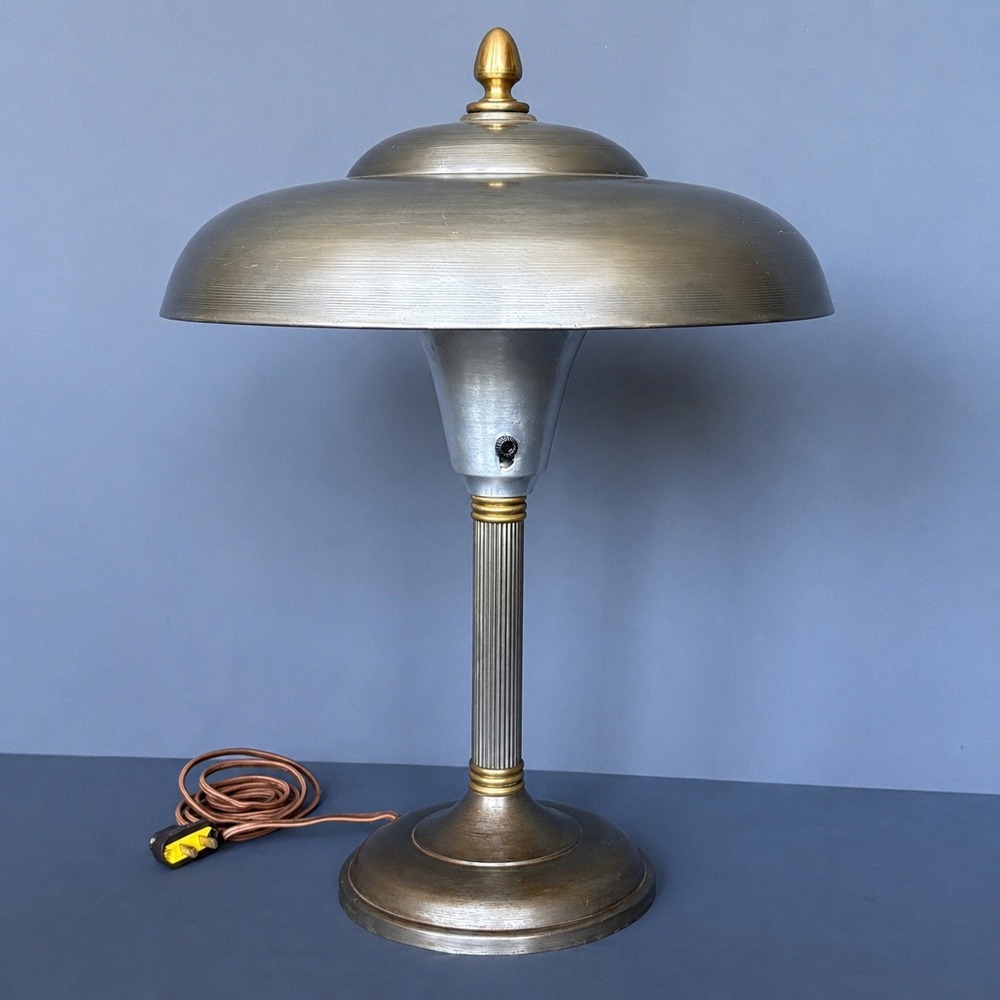 Original Vintage Art Deco Machine Age Mushroom Table Lamp | Rewired | 1930s